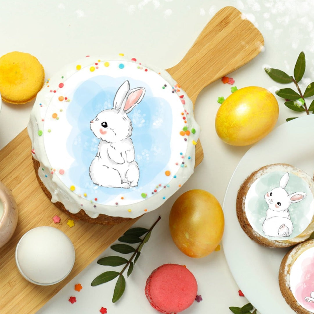 Easter Blue Bunny Edible Cake Topper