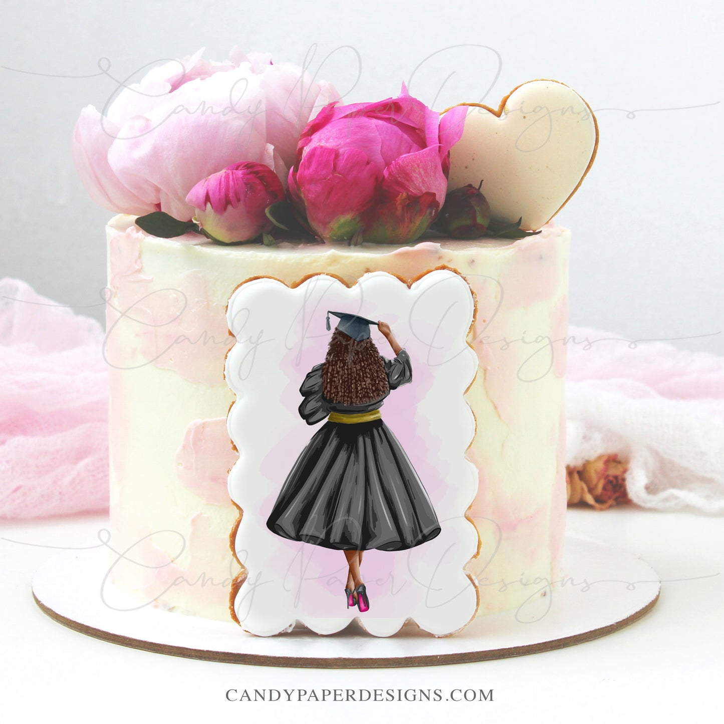 Graduate Afro American Woman Edible Topper
