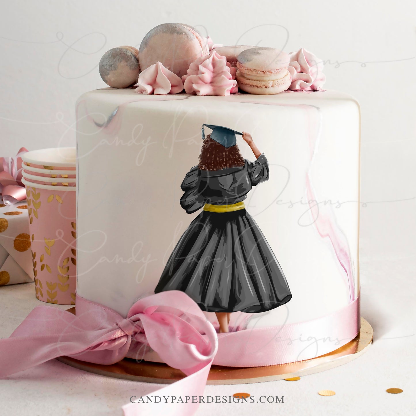 Graduate Afro American Woman Edible Topper