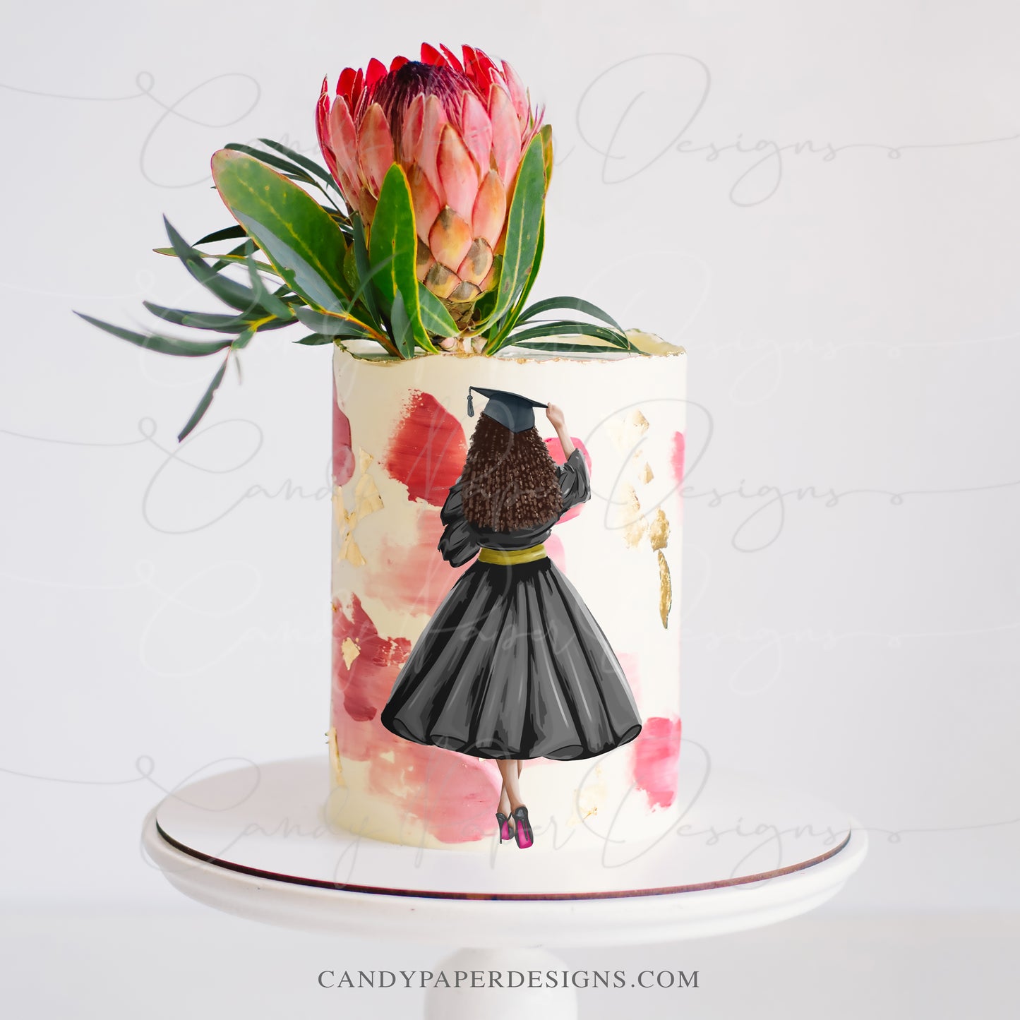 Graduate Afro American Woman Edible Topper