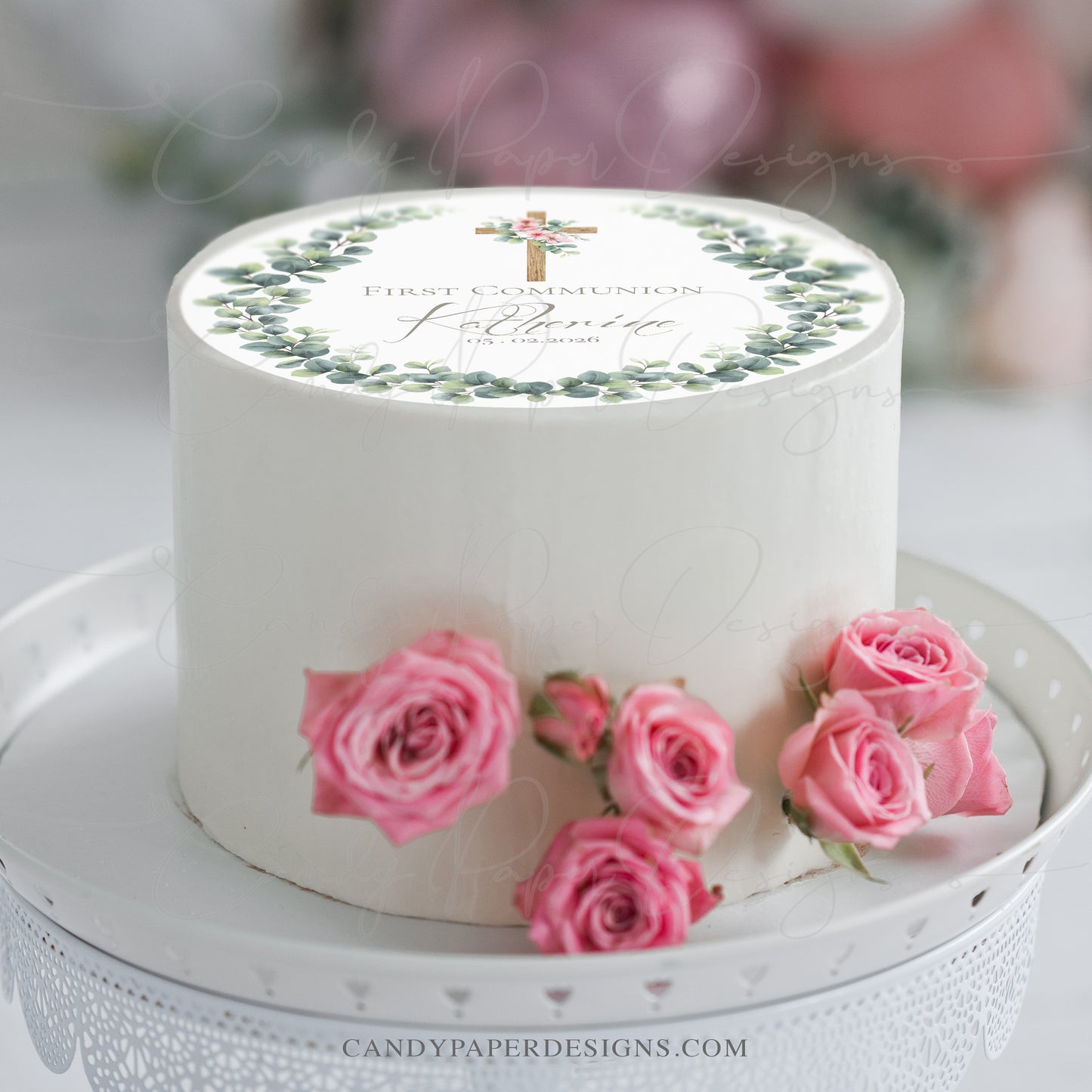 First Holy Communion Cake Topper, Personalized Catholic Communion Cake Decoration