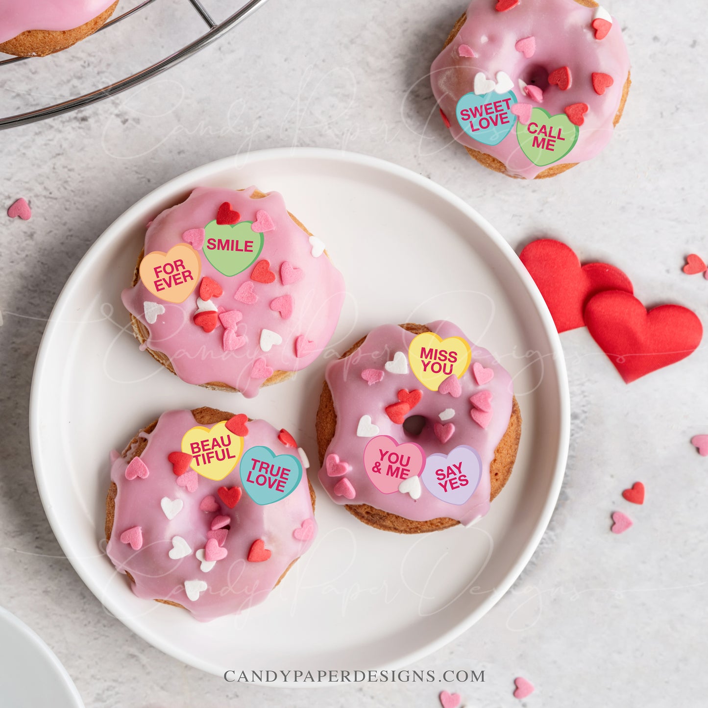 Valentine’s Day Edible Heart Toppers – 66 Precut Mini Candy Hearts