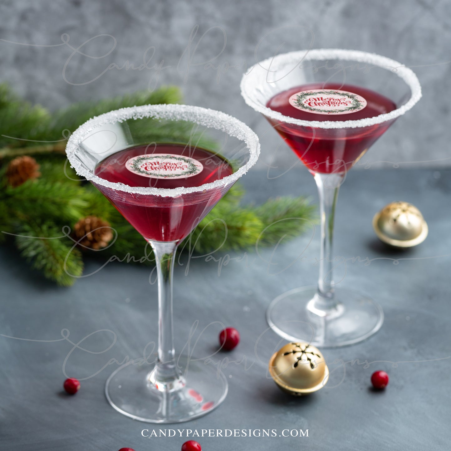 Merry Christmas Edible Wafer Drink Toppers, Holiday Party Decor