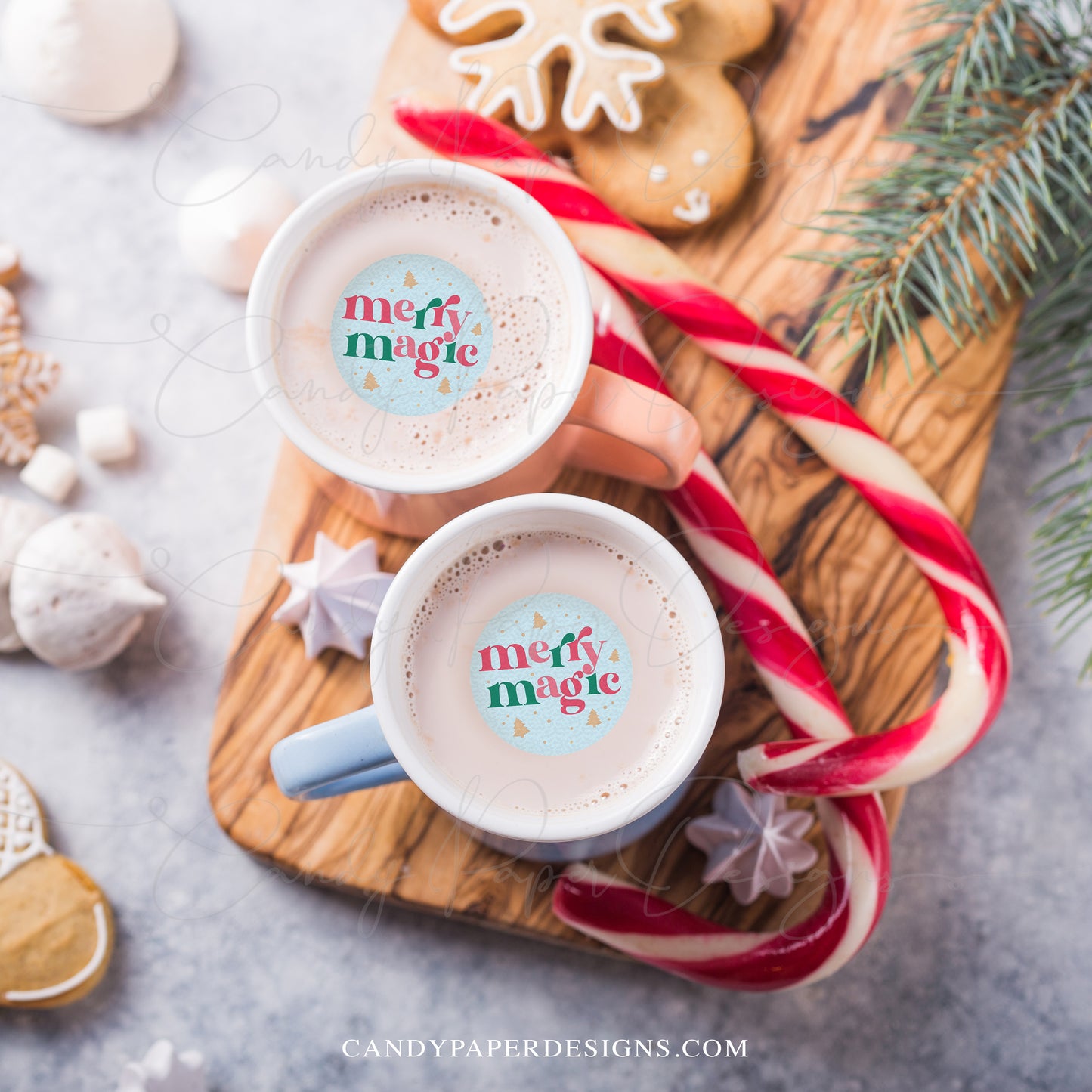 Set of 12 Edible Christmas Drink Toppers, Merry Magic Fun