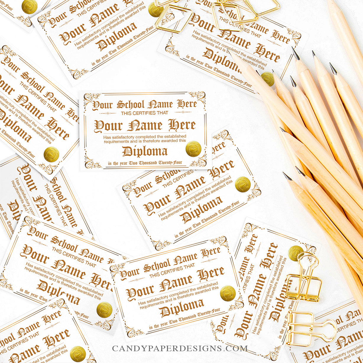 21 Custom Graduation Diplomas Edible Cupcake or Dessert Toppers