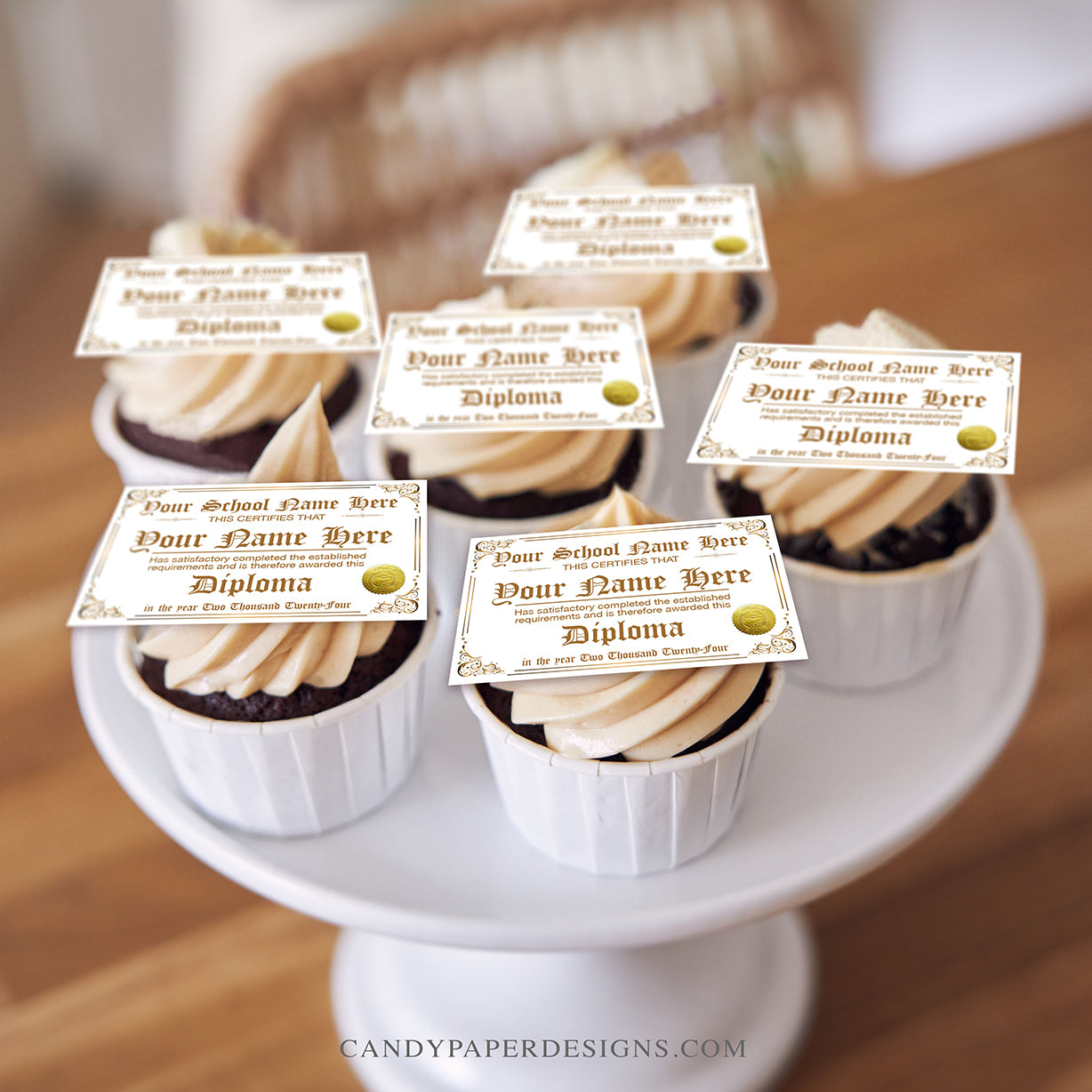 21 Custom Graduation Diplomas Edible Cupcake or Dessert Toppers