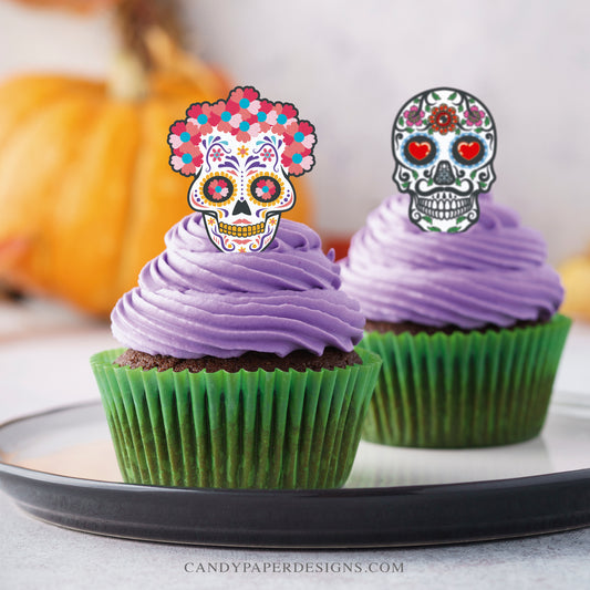 SKULL - 12 Edible Sugar Toppers