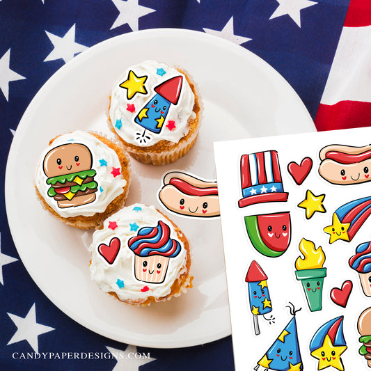 Independence Day - Edible Sweet Stickers