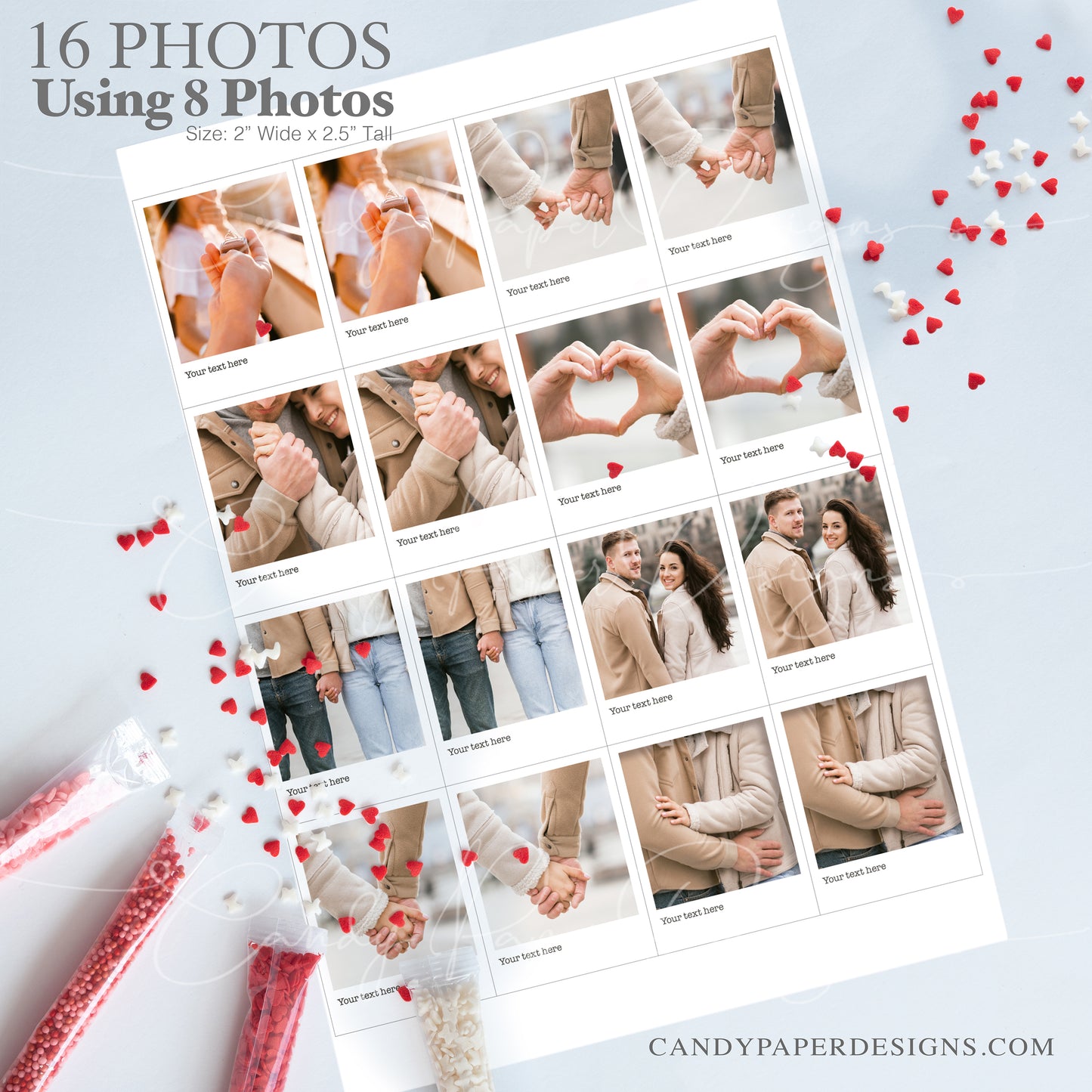 Precut Edible Polaroid Cupcake Toppers – Photo Reel Film, Frosting Sheets - 16 pcs