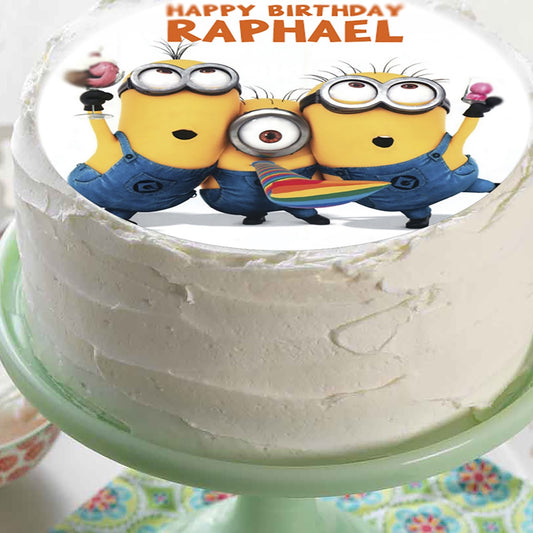 Despicable Me Party Time Minions - Edible Cake Topper