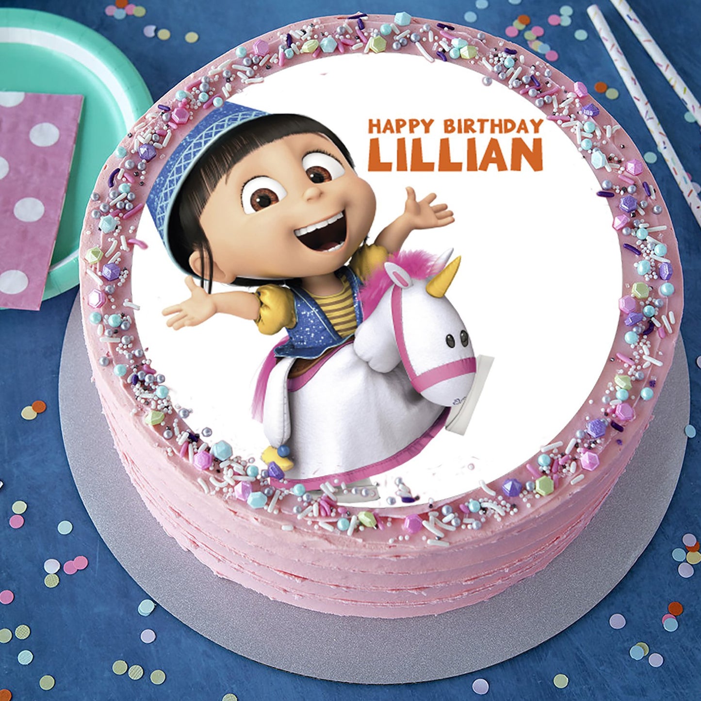 Despicable Me Agnes Gru Minions - Edible Cake Topper