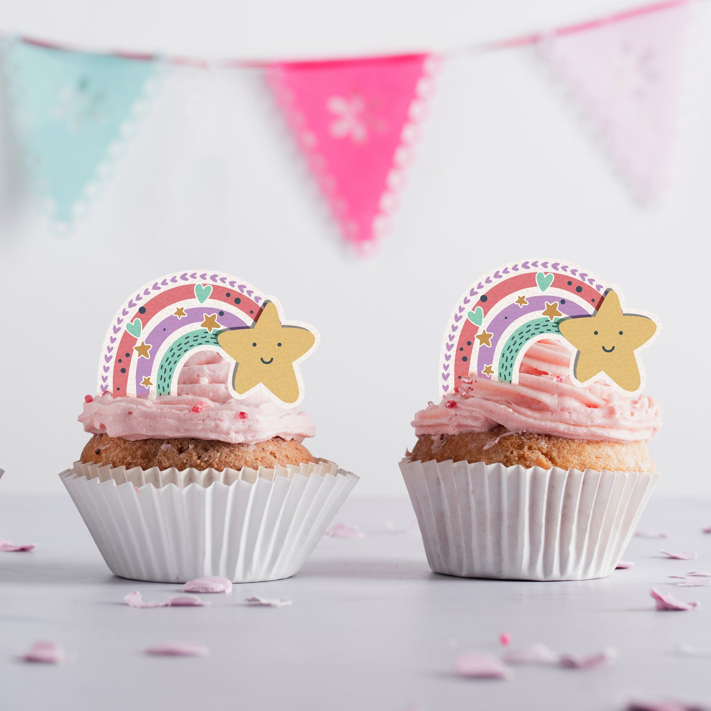 Rainbow with Star Edible Cupcake Topper