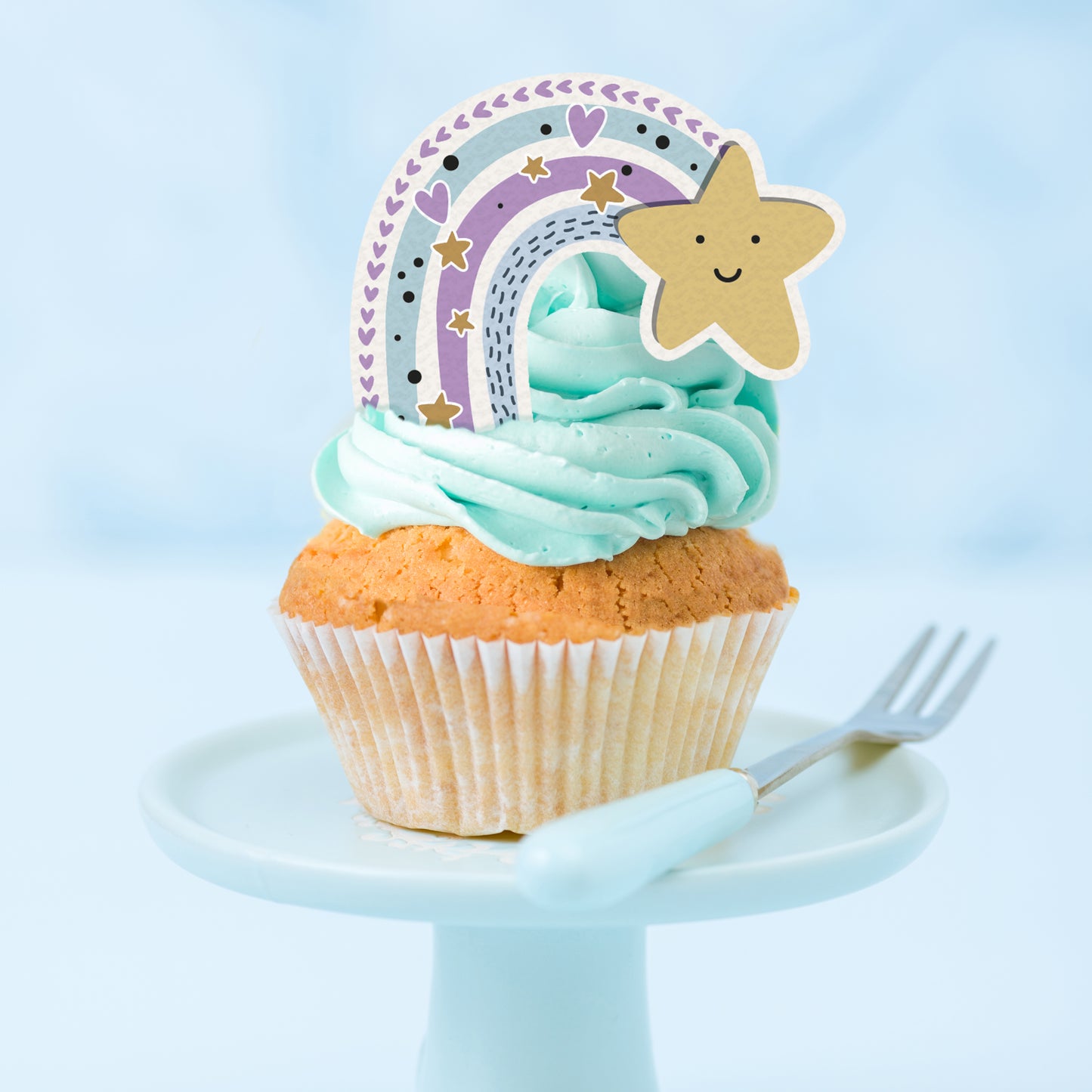 Rainbow with Star Edible Cupcake Topper