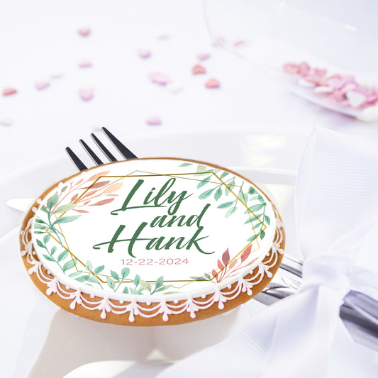 Leaves Wedding, Custom Edible Wedding Toppers