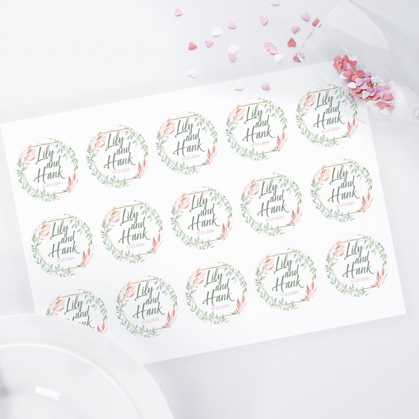 Leaves Wedding, Custom Edible Wedding Toppers