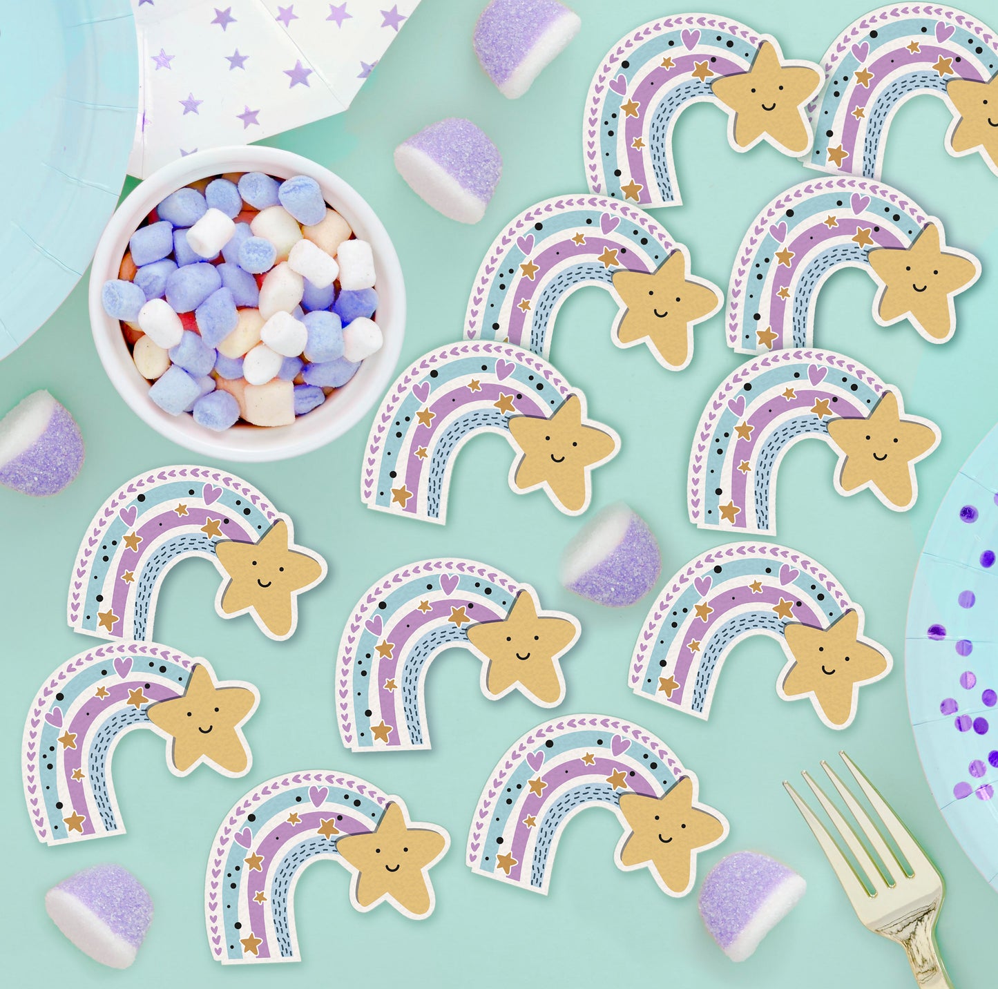 Rainbow with Star Edible Cupcake Topper