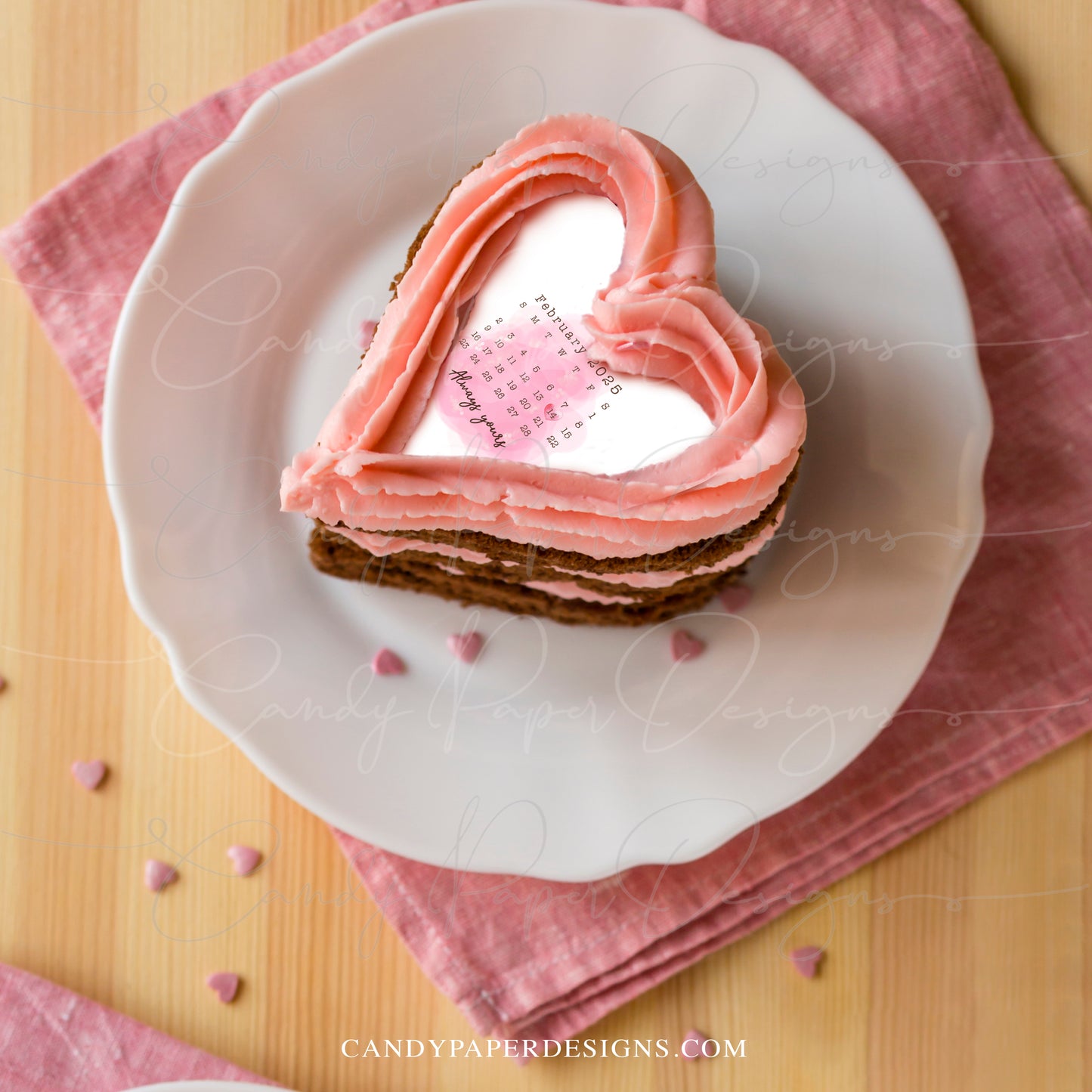 Personalized Calendar Heart Cake Topper, Edible Anniversary