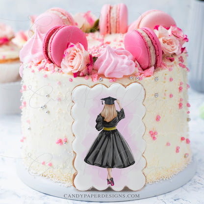 Graduate Woman Edible Topper