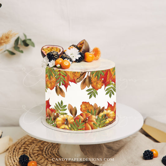 Autumn Leaves Edible Cake Wrap