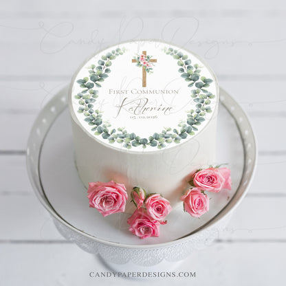 First Holy Communion Cake Topper, Personalized Catholic Communion Cake Decoration