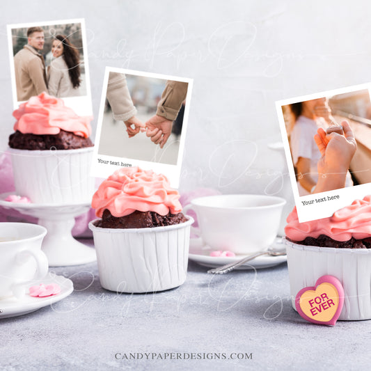 Precut Edible Polaroid Cupcake Toppers – Photo Reel Film, Frosting Sheets - 16 pcs