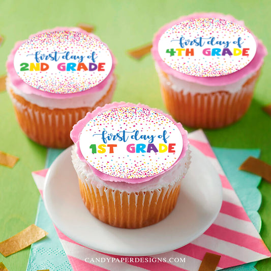 Personalized First Day School Edible Cupcakes Topper