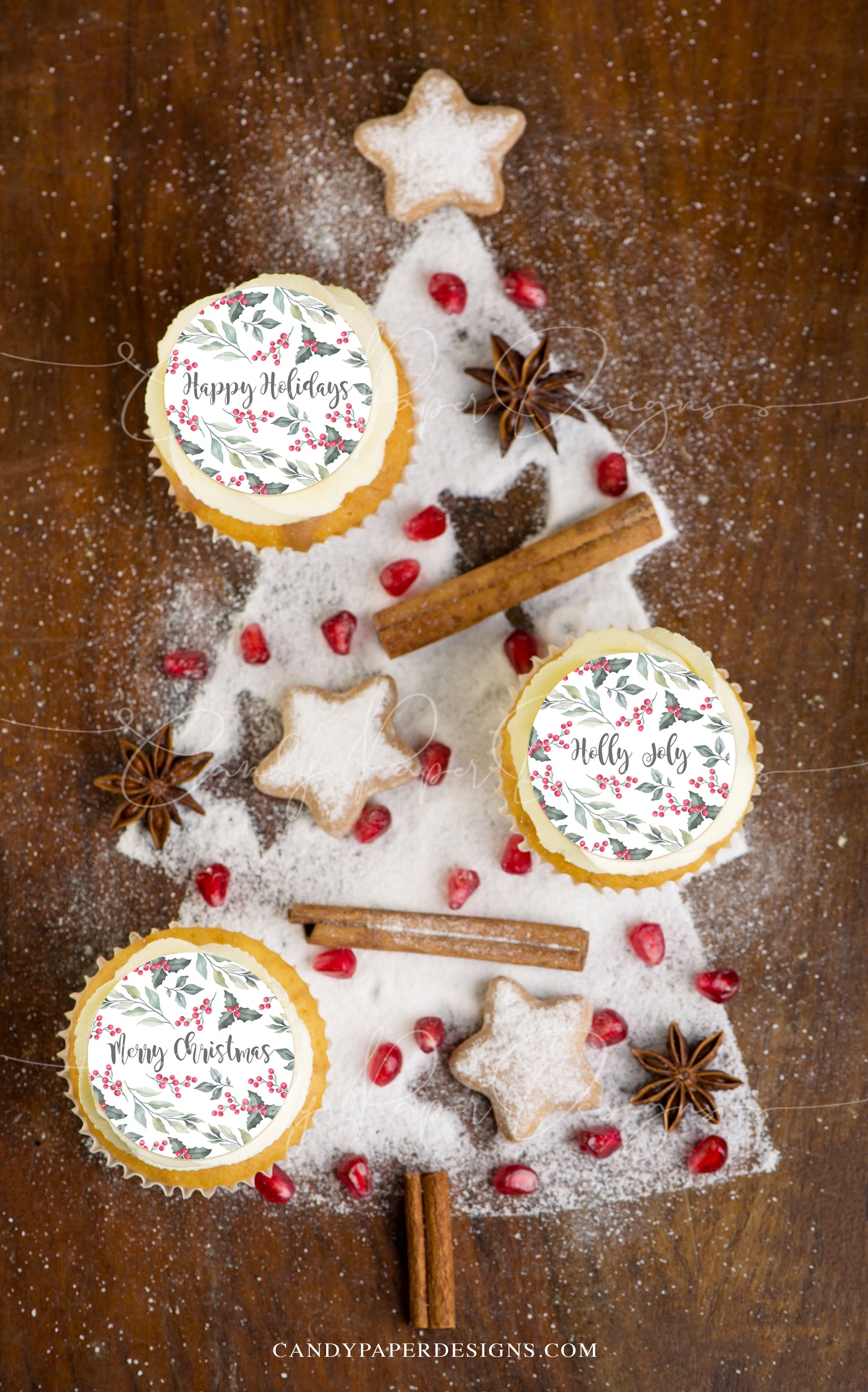 Christmas Edible Toppers for Cookies, Cupcakes & Oreos