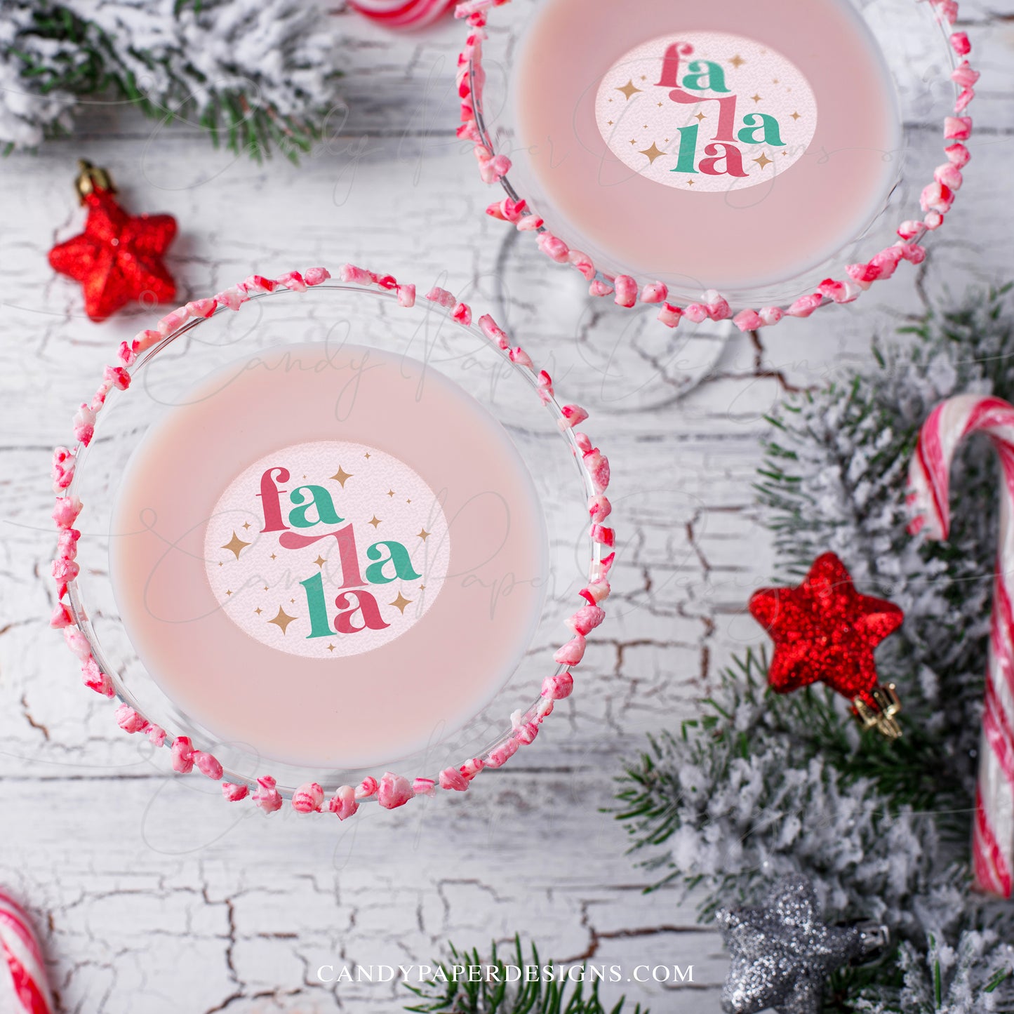 Set of 12 Edible Christmas Drink Toppers, FaLala Fun