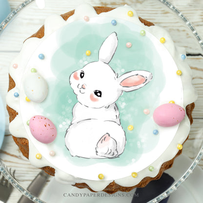 Easter Pink Bunny Edible Cake Topper