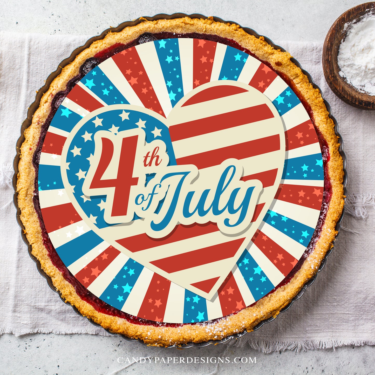 Independence Day Love 4th of July - Edible Cake Topper