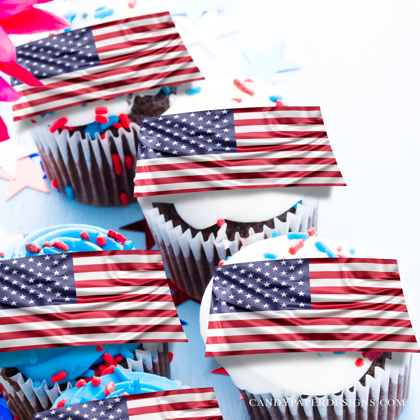21 Edible American Flags Edible Cupcake Toppers