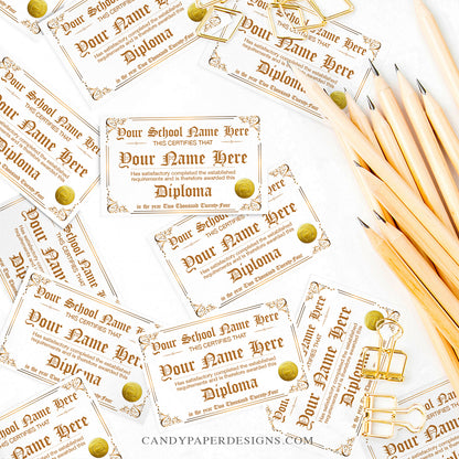 24 Custom Graduation Diplomas Edible Cupcake or Dessert Toppers