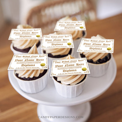 24 Custom Graduation Diplomas Edible Cupcake or Dessert Toppers