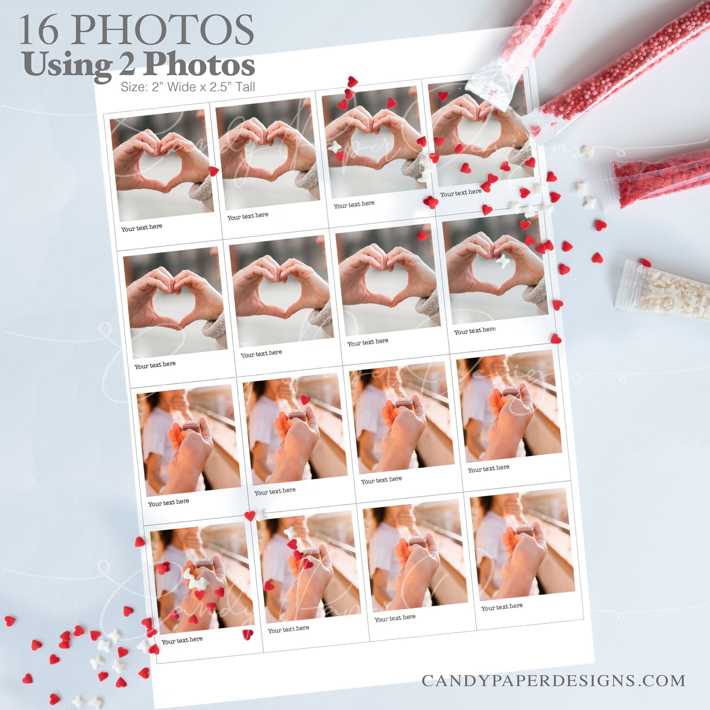 Precut Edible Polaroid Cupcake Toppers – Photo Reel Film, Frosting Sheets - 16 pcs