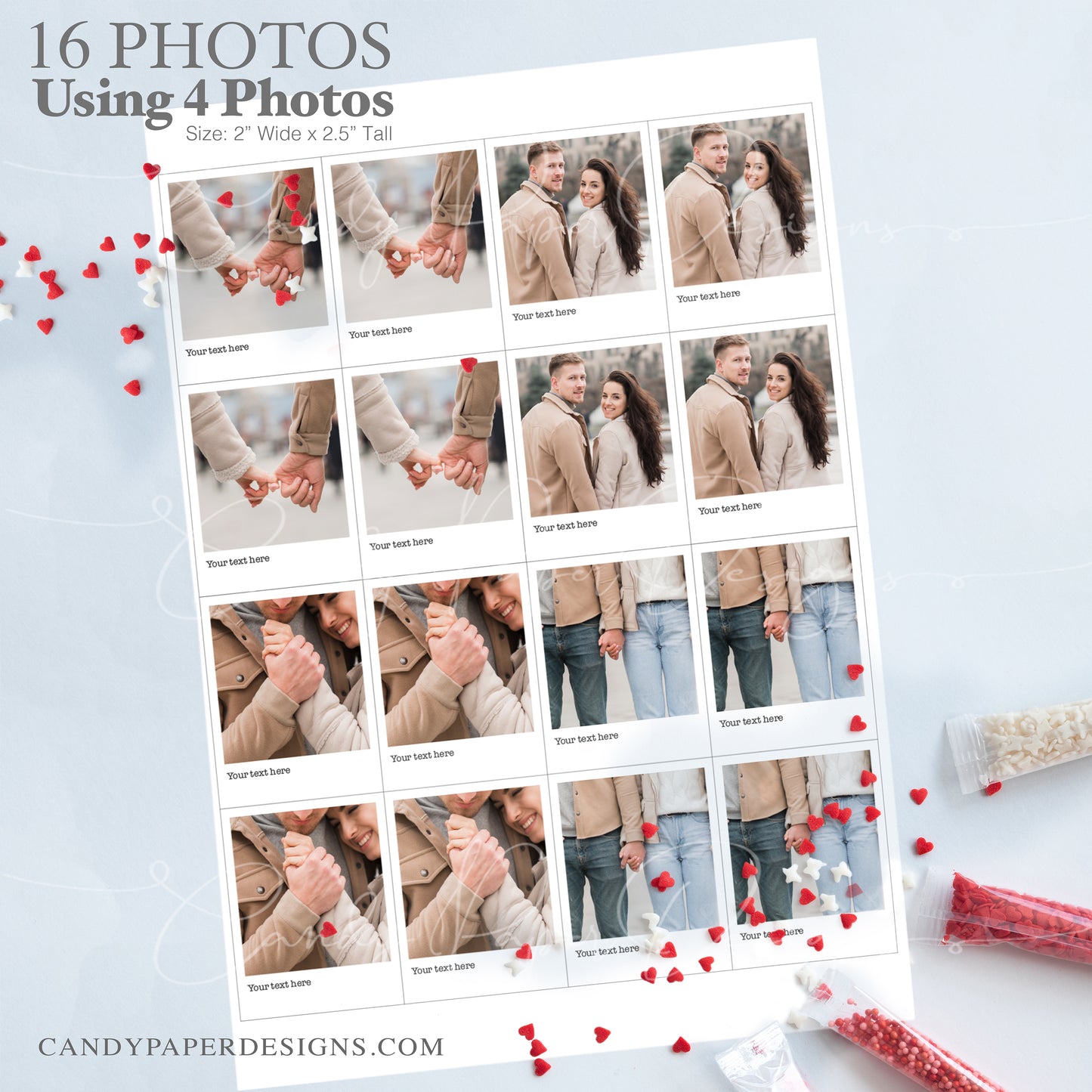 Precut Edible Polaroid Cupcake Toppers – Photo Reel Film, Frosting Sheets - 16 pcs