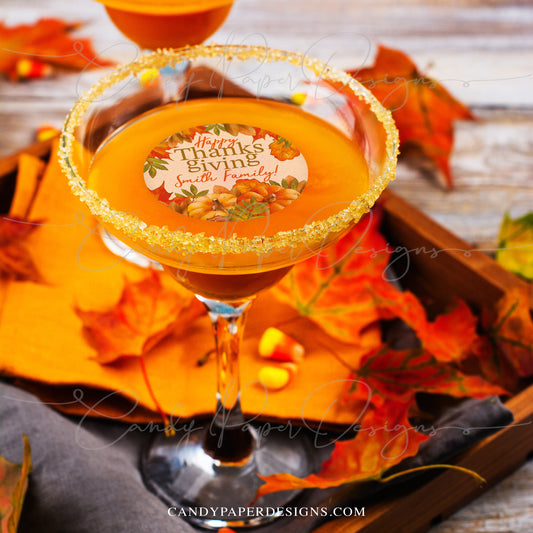 Custom Edible Thanksgiving Drink Toppers, Set of 12 Toppers, Fall Cocktail & Coffee Decorations