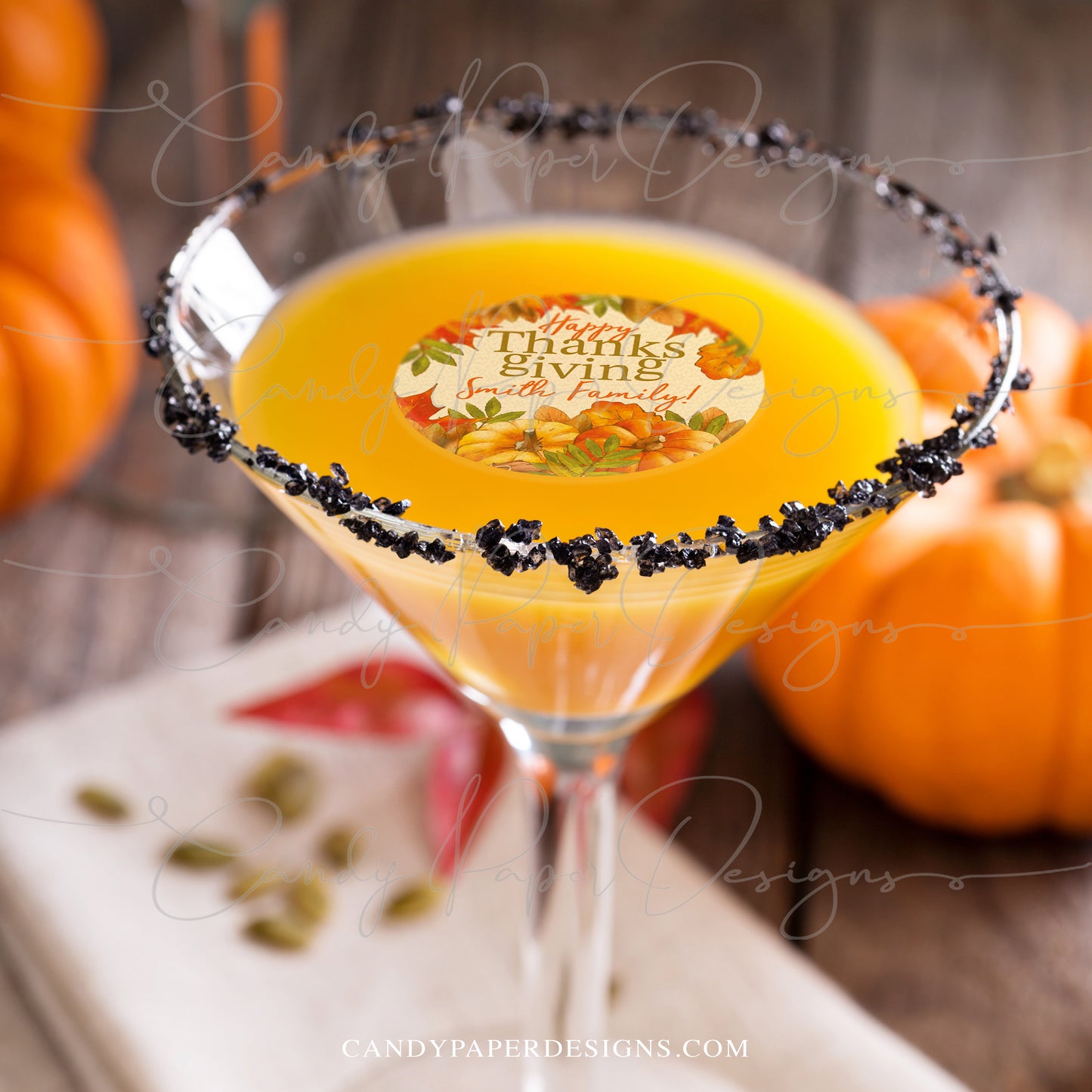 Custom Edible Thanksgiving Drink Toppers, Set of 12 Toppers, Fall Cocktail & Coffee Decorations