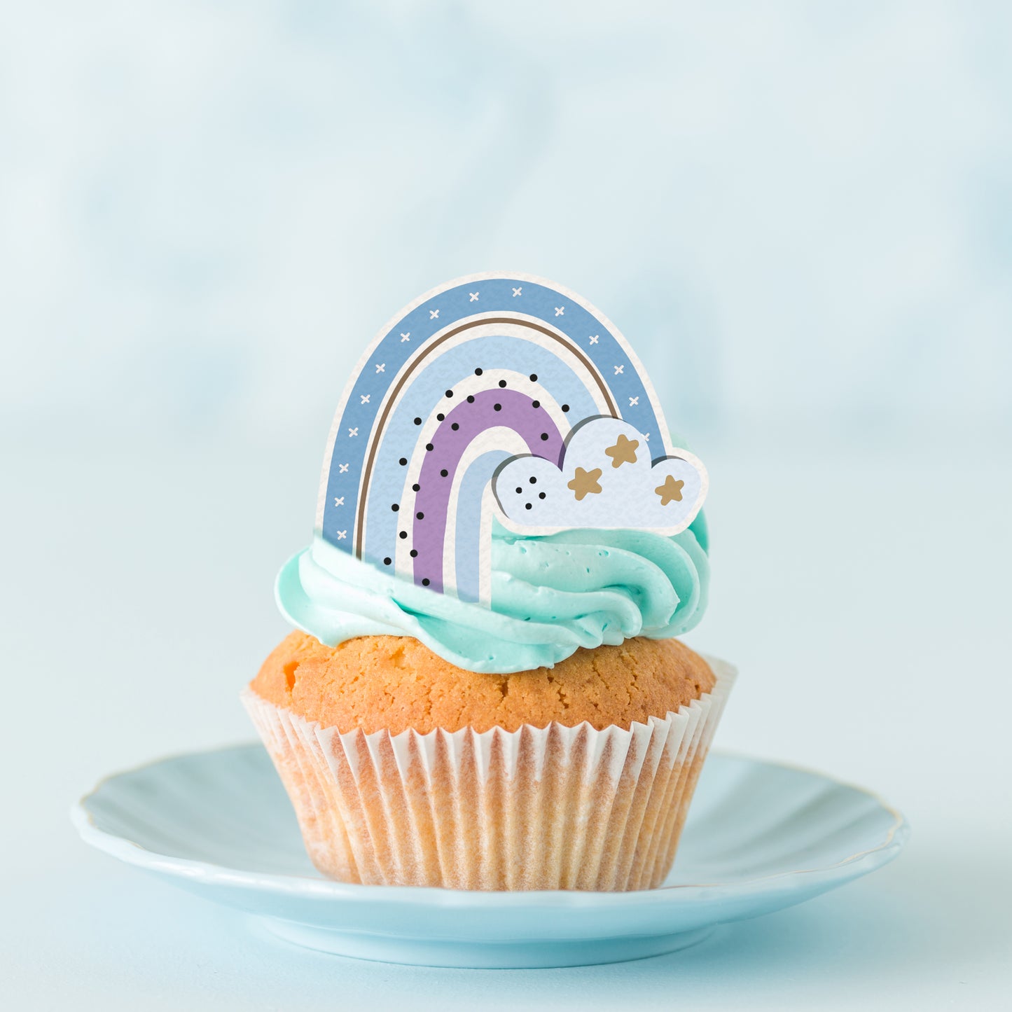 Rainbow with Cloud Edible Cupcake Topper