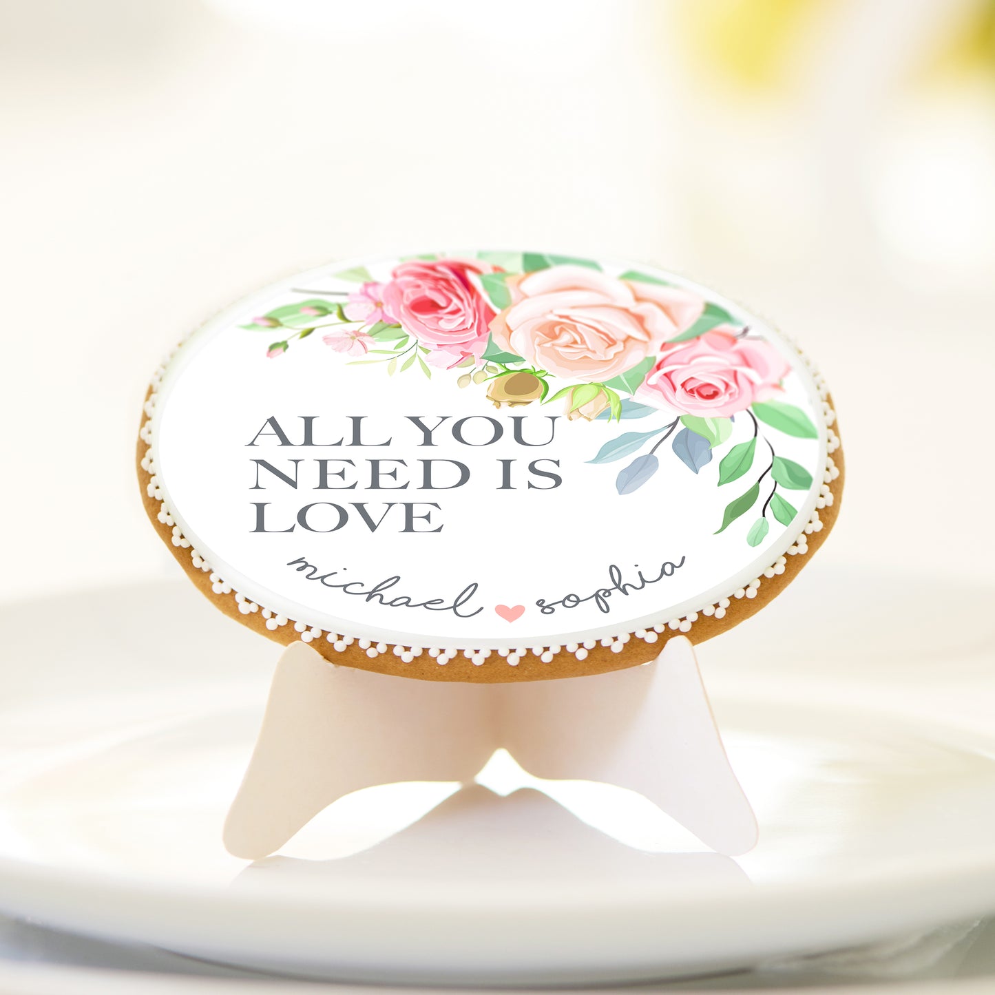 Floral Wedding, Custom Edible Wedding Toppers