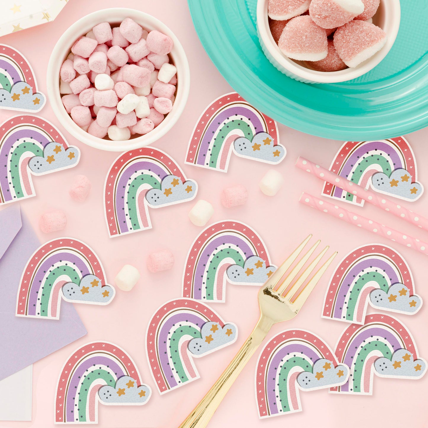 Rainbow with Cloud Edible Cupcake Topper